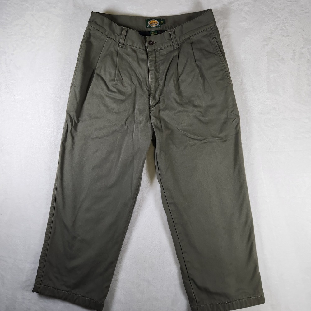 Cabelas‎ Mens Flannel Lined Cotton Blend Khaki Green Outdoor Pants Size 32 Reg